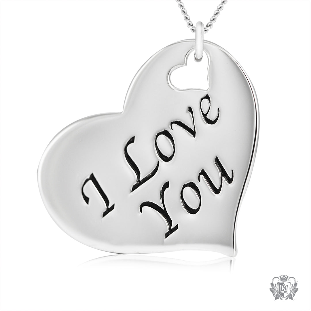 Engraved Heart Pendant - I Love You