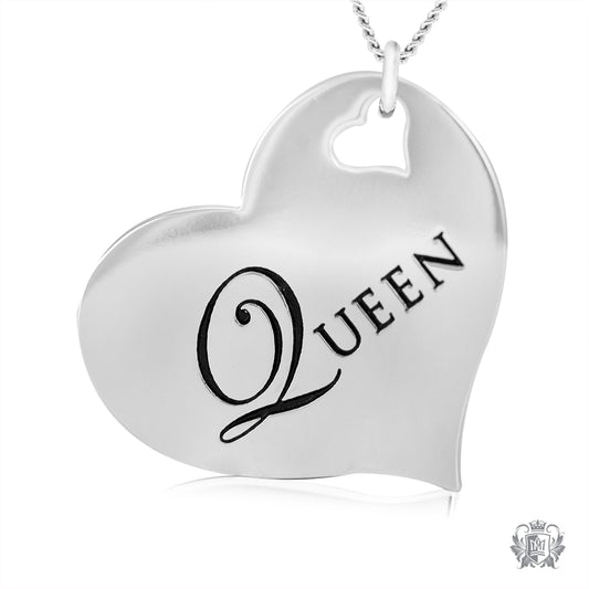 Engraved Heart Pendant - Queen