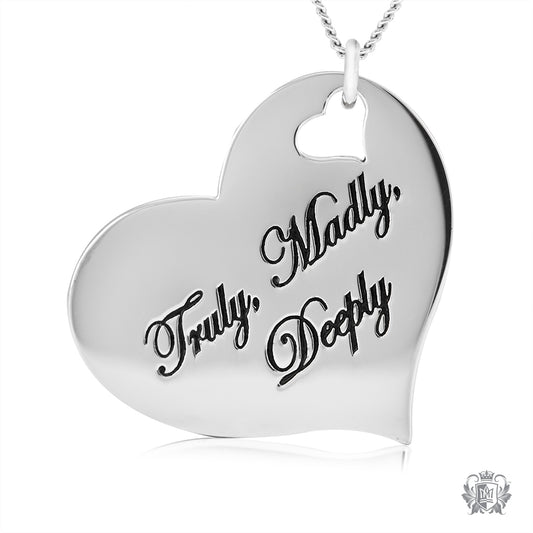 Engraved Heart Pendant - Truly, Madly, Deeply