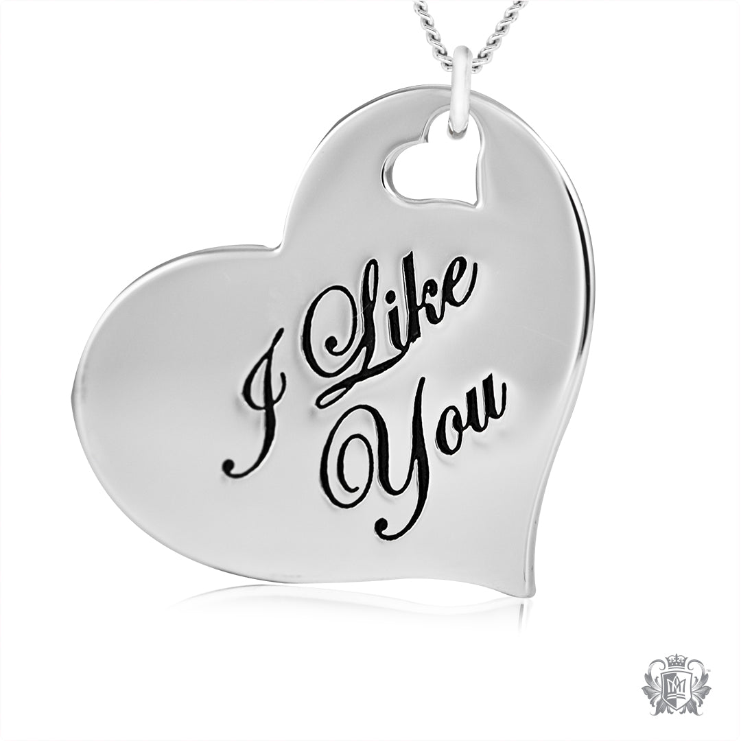 Engraved Heart Pendant - I Like You