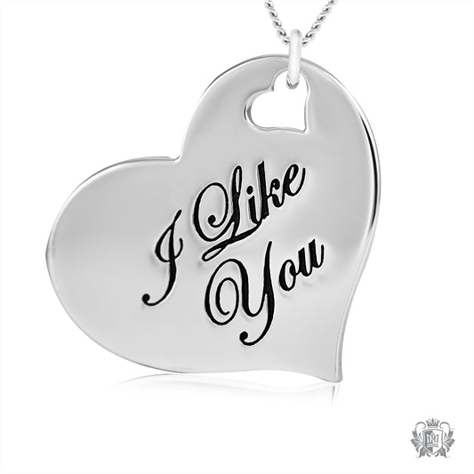 Engraved Heart Pendant - I Like You