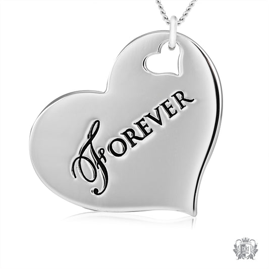 Engraved Heart Pendant - Forever