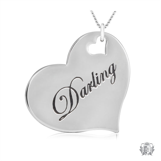 Engraved Heart Pendant-Darling