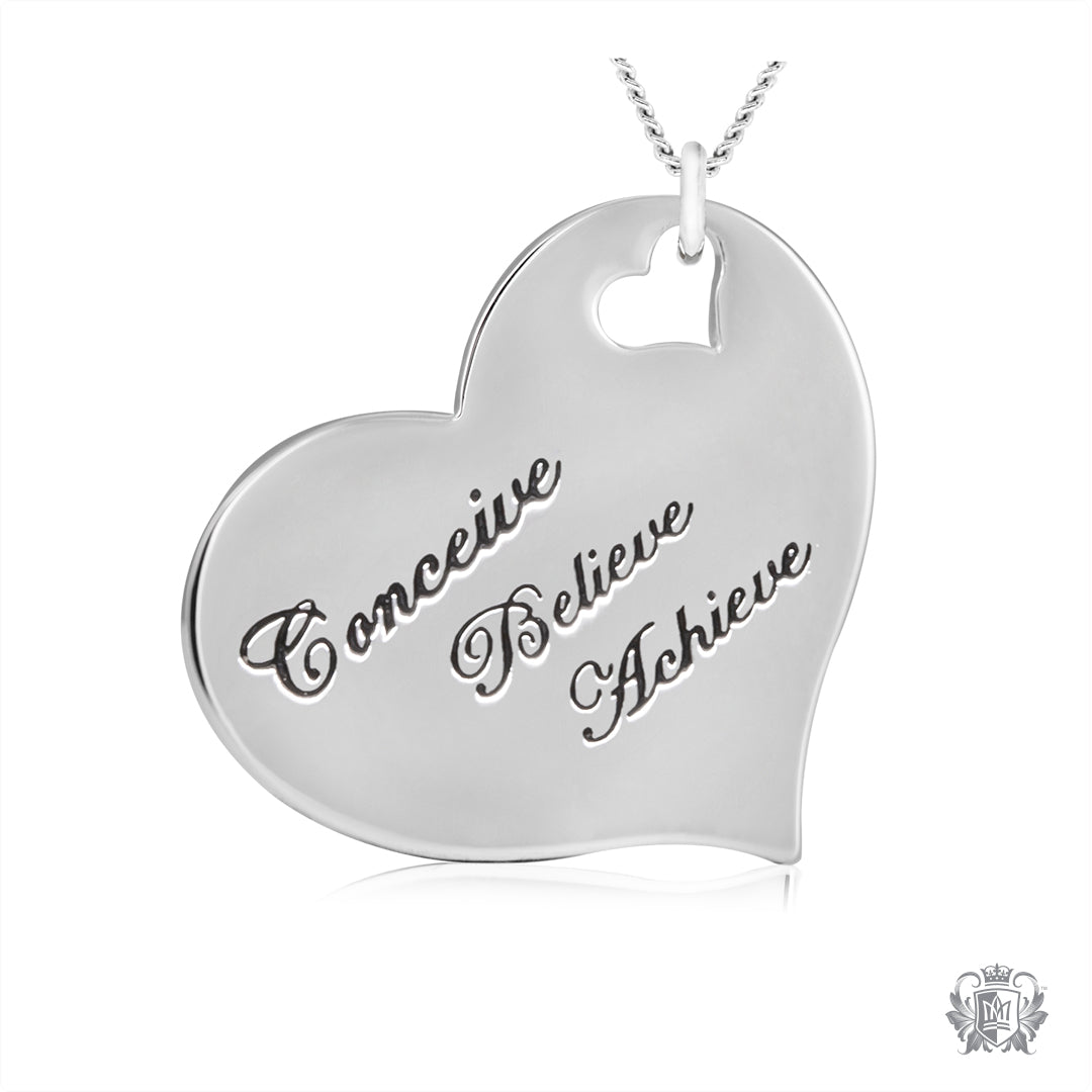 Engraved Heart Pendant-Conceive, Believe, Achieve