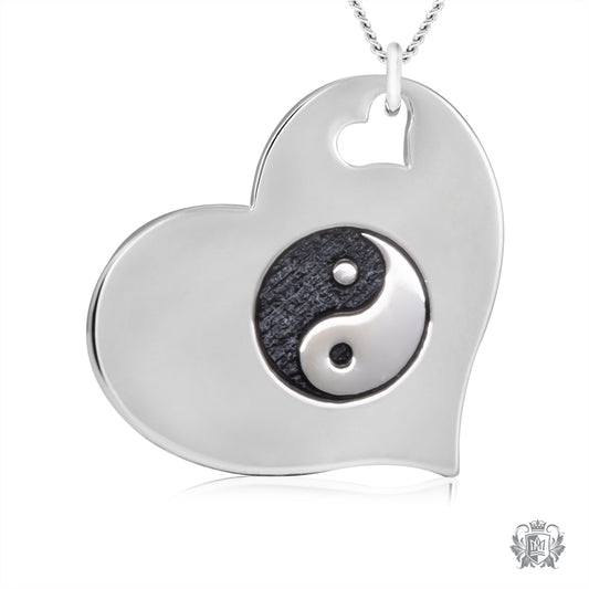 Engraved Heart Pendant- Yin Yang