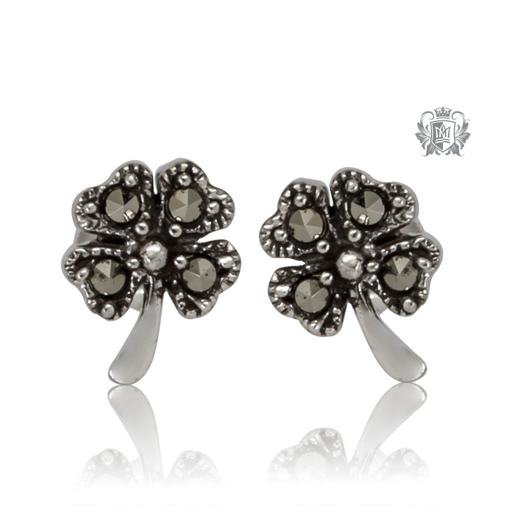 Marcasite Lucky Clover Studs Metalsmiths Sterling Silver