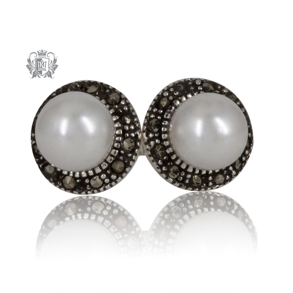 Marcasite Pearl Studs Metalsmiths Sterling Silver