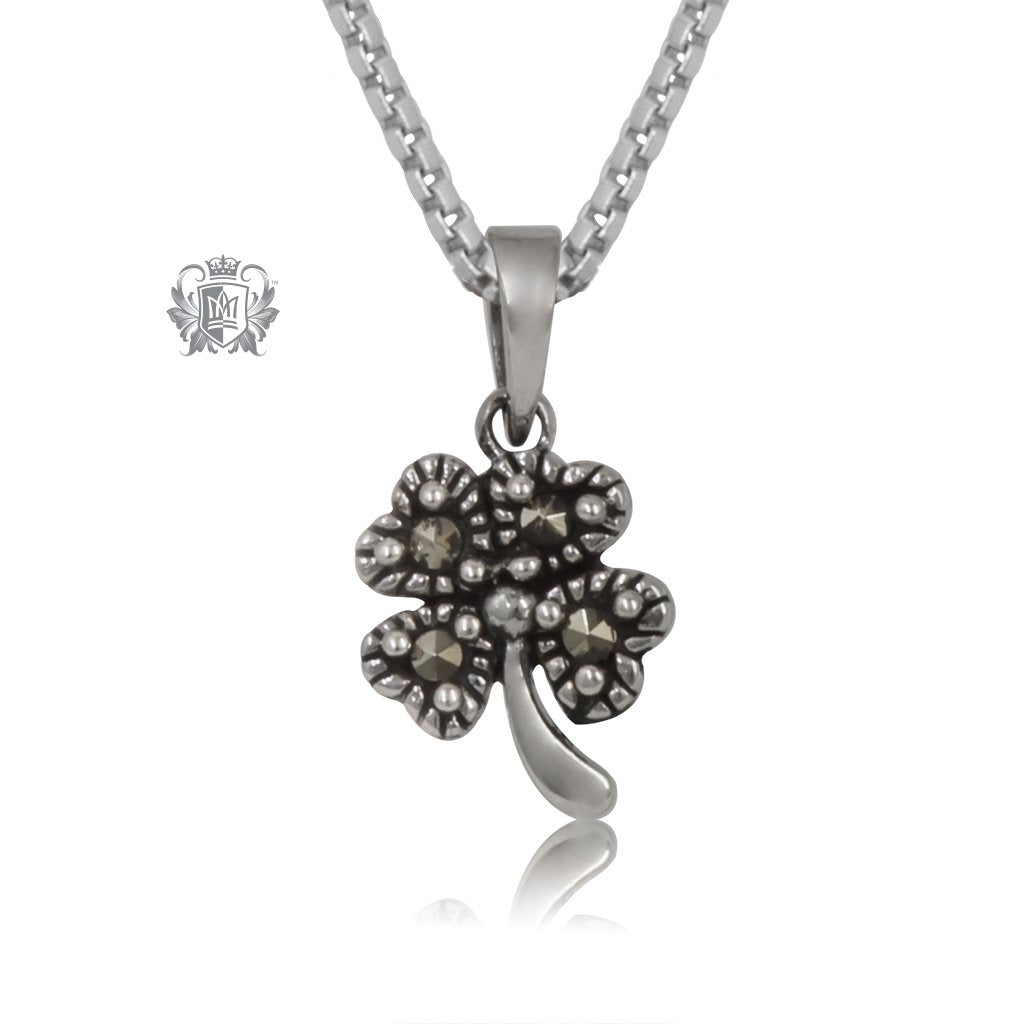 Sterling Silver Marcasite Lucky Clover Pendant