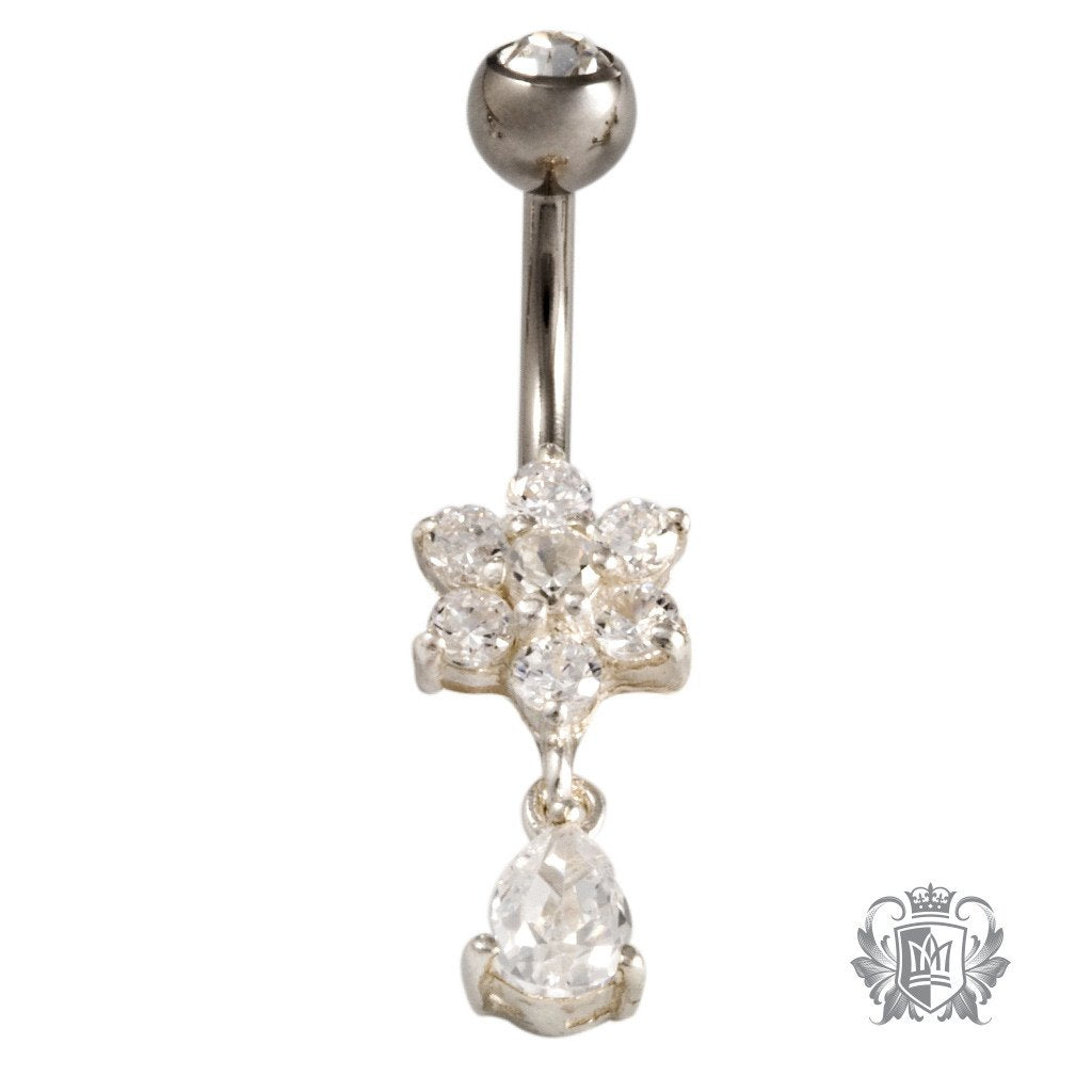 Metalsmiths Sterling Silver Dangling Flower Belly Ring