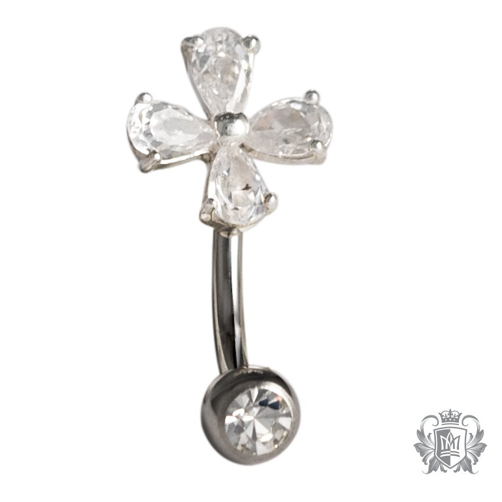 Cubic Tulip Flower Belly Ring