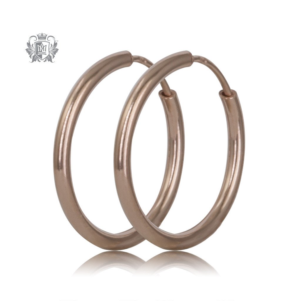 Rose Gold 14mm Sterling Silver Sleeper Hoops