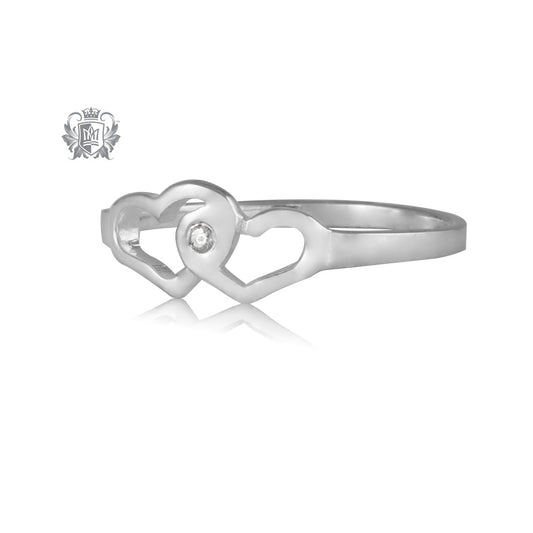 Double Heart Ring with Diamond