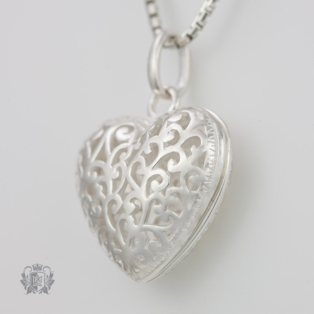 Filigree Heart Locket -  Heart Pendant - 2