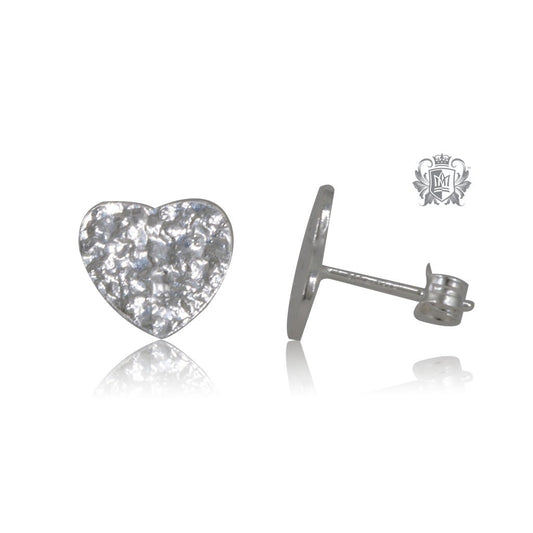 Heart Hammered Stud Earrings