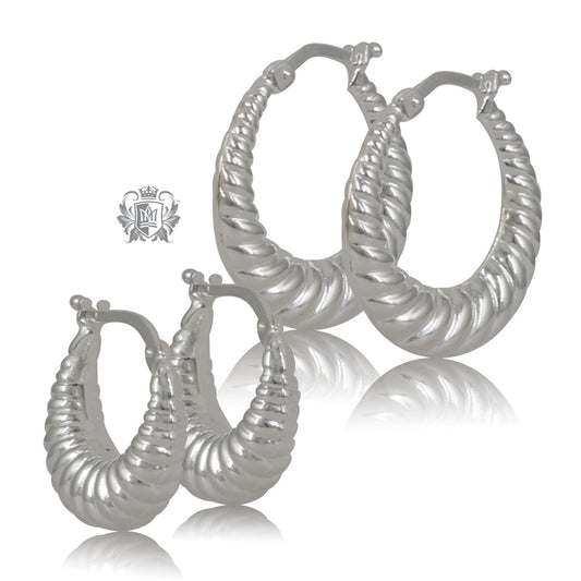 Tapered Twist Hoop Earrings - Two Sizes