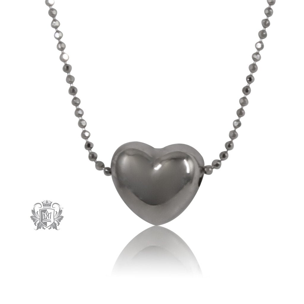 Puffy Heart Slider Necklace Sterling Silver