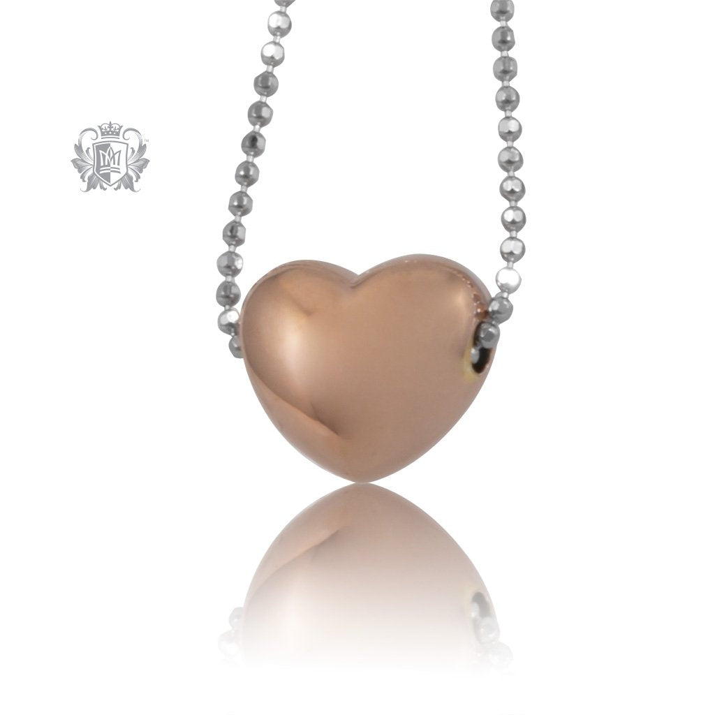 Puffy Heart Slider Necklace Rose Gold Dipped