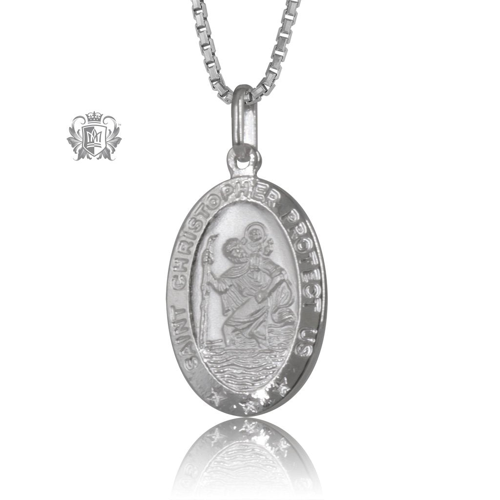 Oval Saint Christopher Medallion with Chain (Not Included)