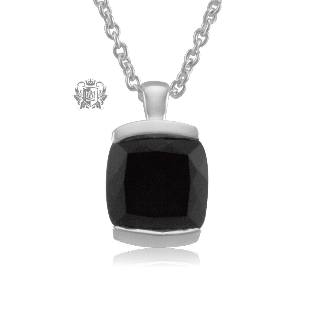 Cushion Cut Channel Set Black Onyx Pendant