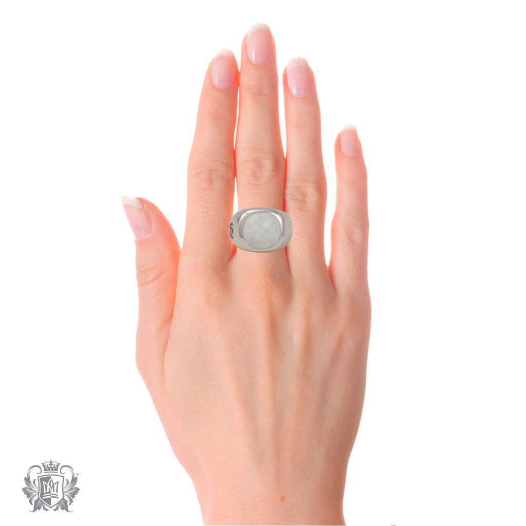 Small Checker Cut Ring - White Agate - Metalsmiths Sterling™ Canada