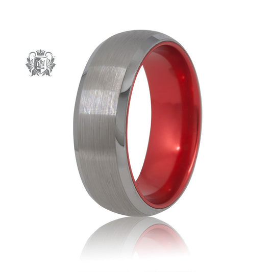 Grey/Red Tungsten Bright Inside Band Metalsmiths Sterling