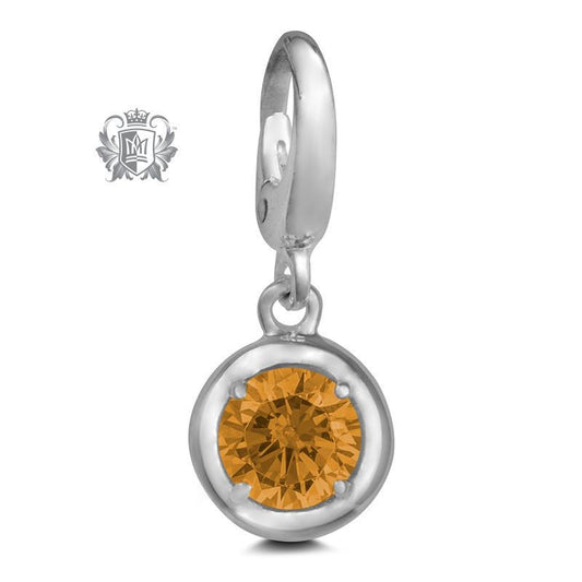 Birthstone Charm - 12 Colours Available - November/Citrine CZ Charm - 12