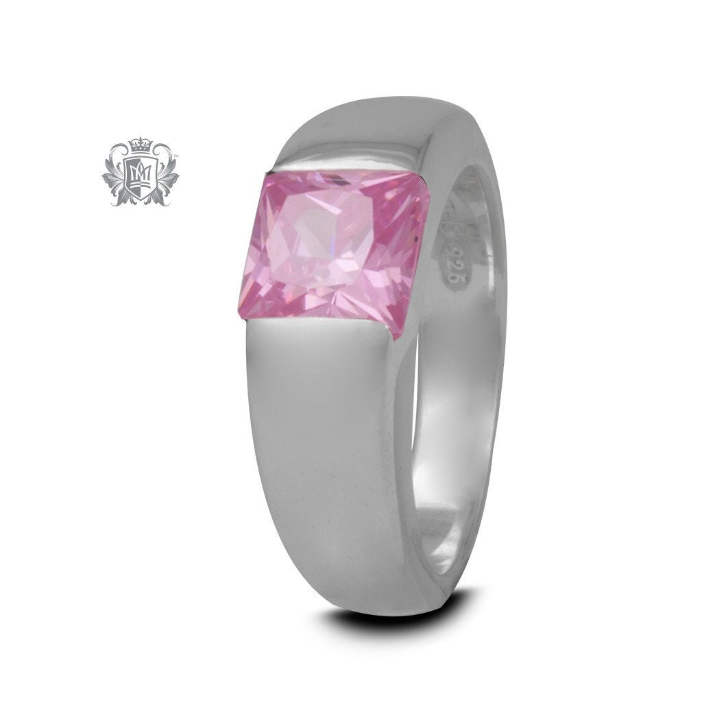 Square Channel Set Ring - Pink Cubic, Size 7 - Metalsmiths Sterling‚Ñ¢ Canada