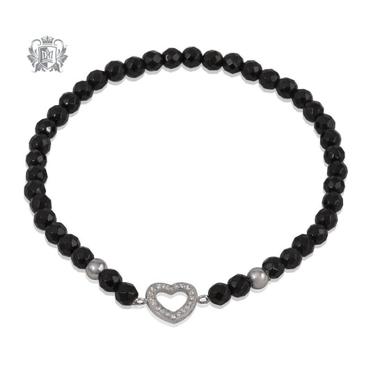 Black Onyx Heart Friendship Bracelet Metalsmiths Sterling Silver