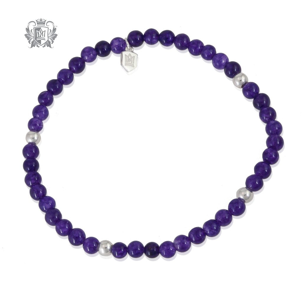 Amethyst Stackable Friendship Bracelet Sterling Silver