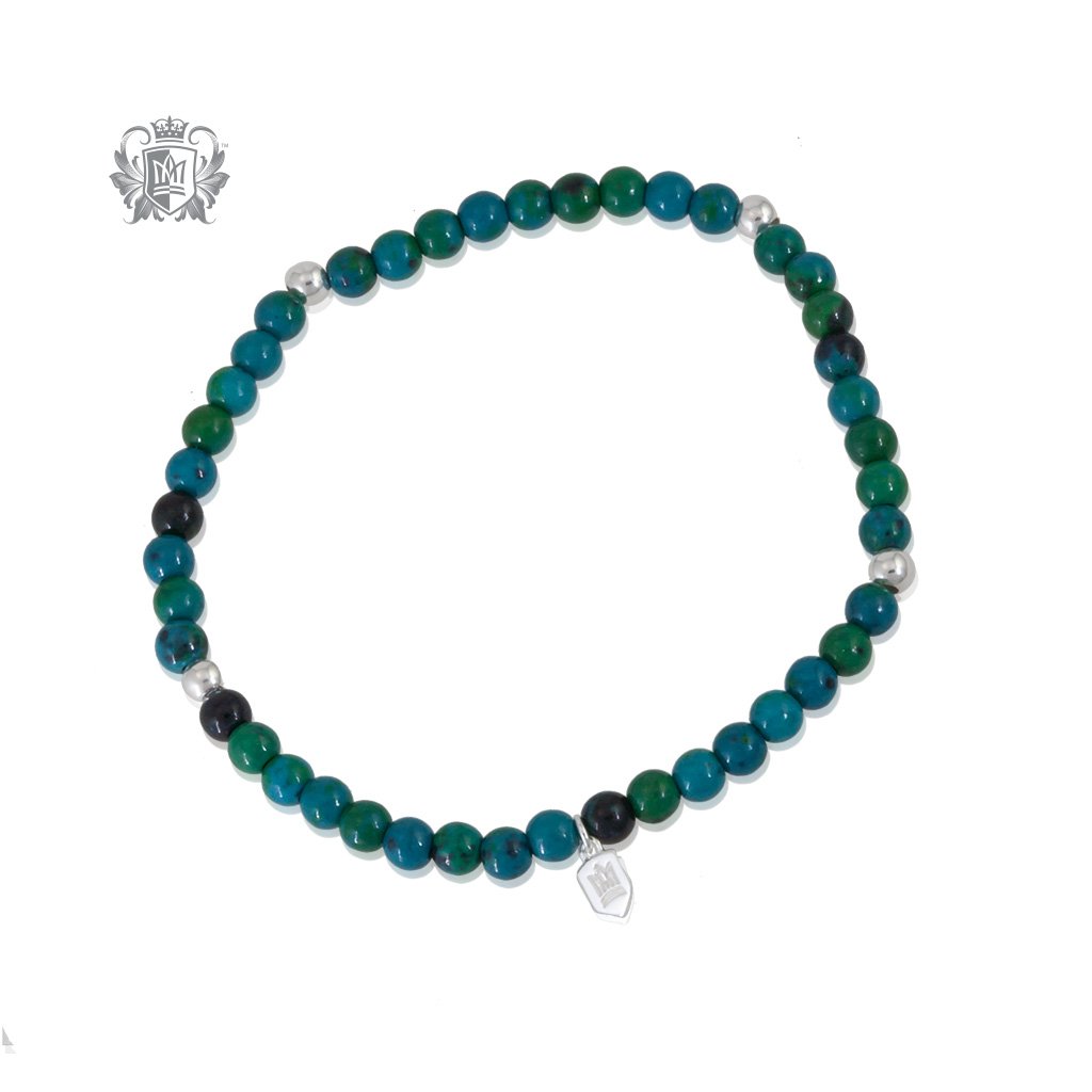 Amazonite Malachite Agate Stackable Friendship Bracelet Sterling Silver