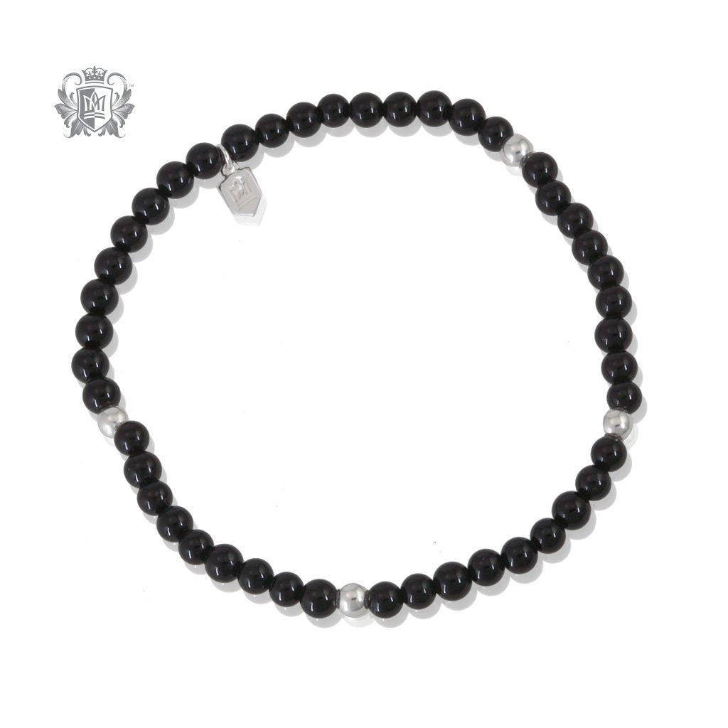 Black Onyx Stackable Friendship Bracelet Sterling Silver