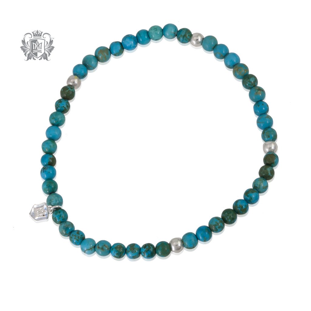 Turquoise Stackable Friendship Bracelet Sterling Silver