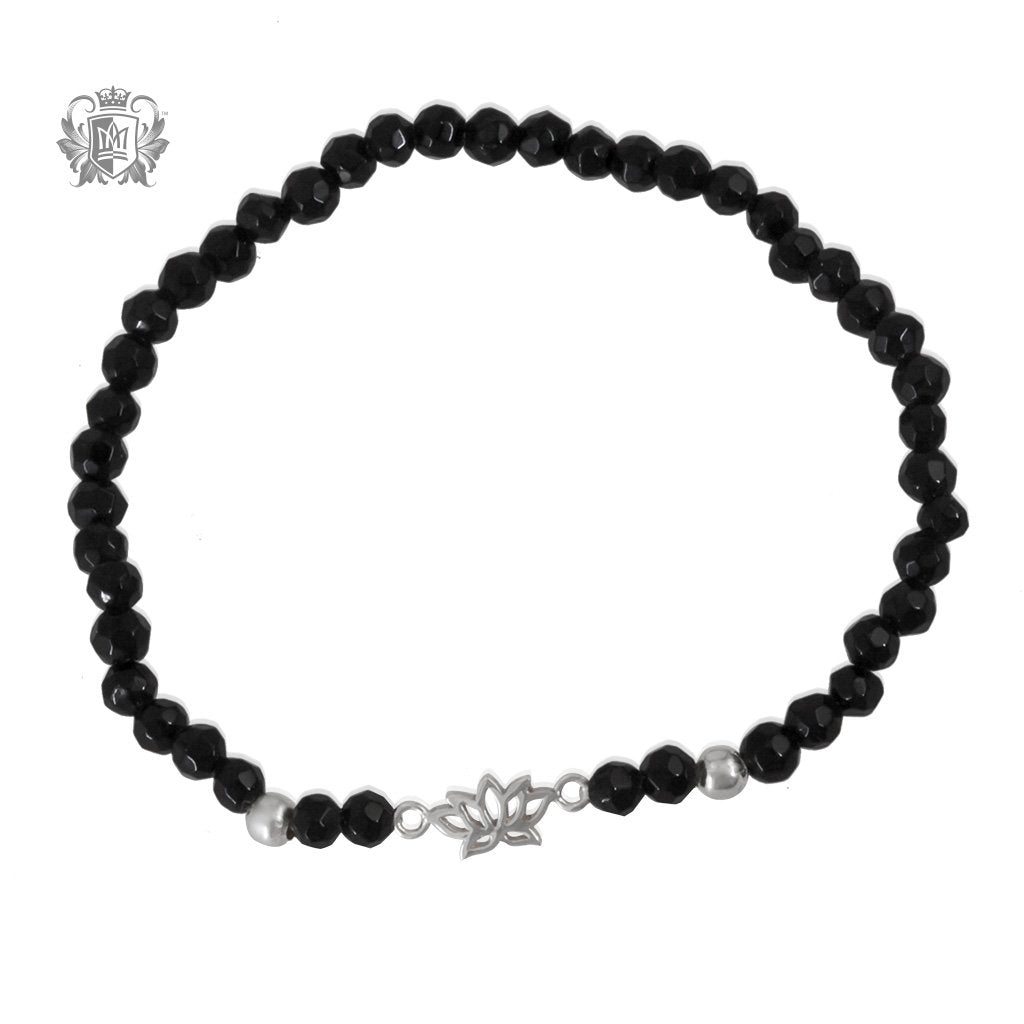Black Onyx Lotus Friendship Bracelet