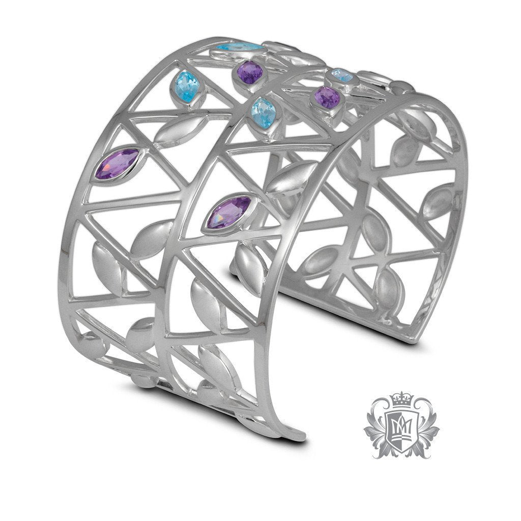 Blue Topaz & Amethyst Petal Bangle - Metalsmiths Sterling‚Ñ¢ Canada