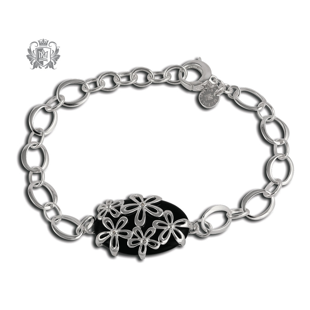 Daisy Field Black Onyx Link Bracelet with Diamond Accents