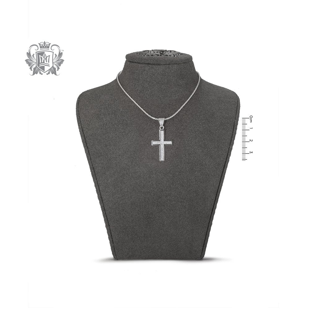 Large Ridged Cross Sterling Silver on Bust