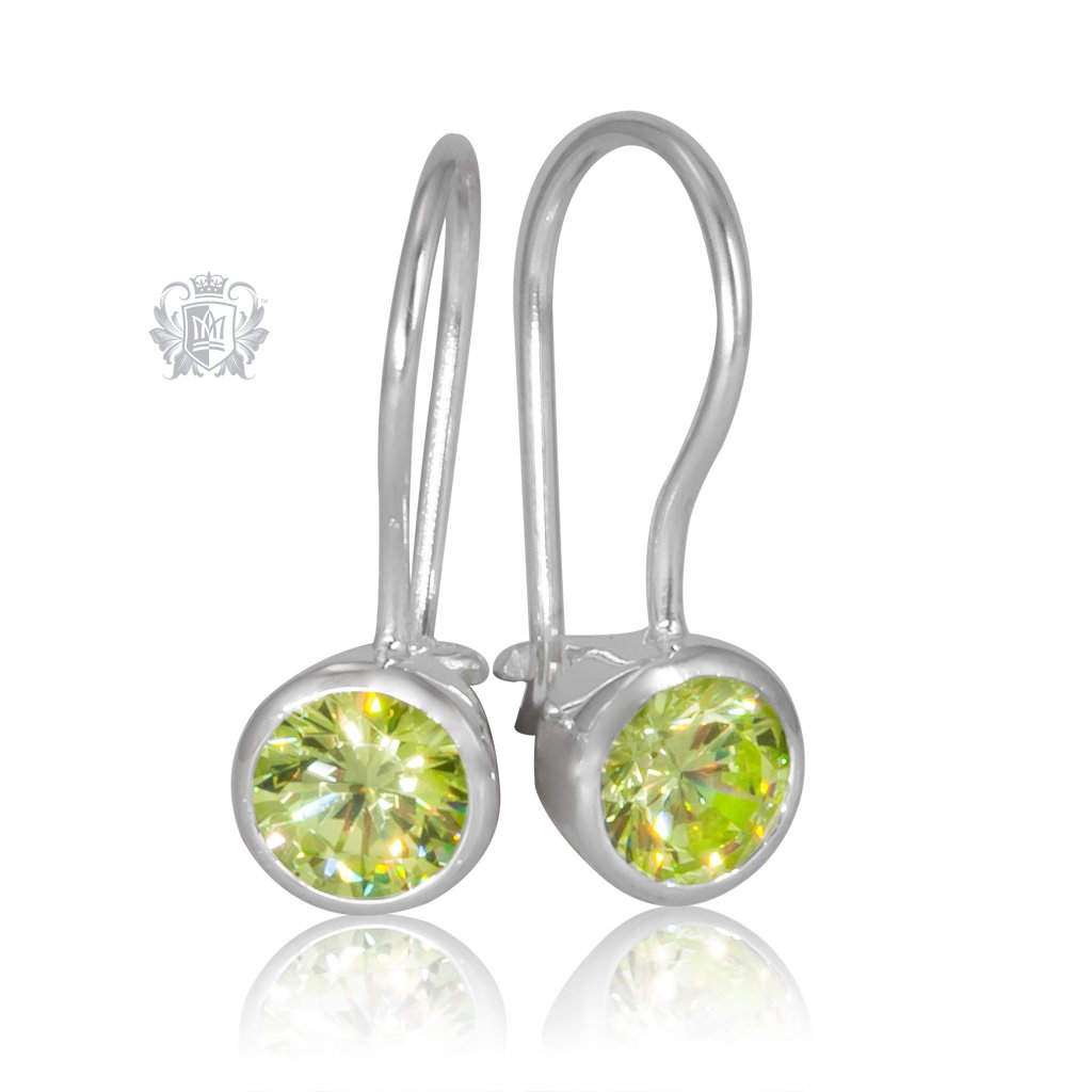 Peridot Cubic Round Bezel Hangers Sterling Silver