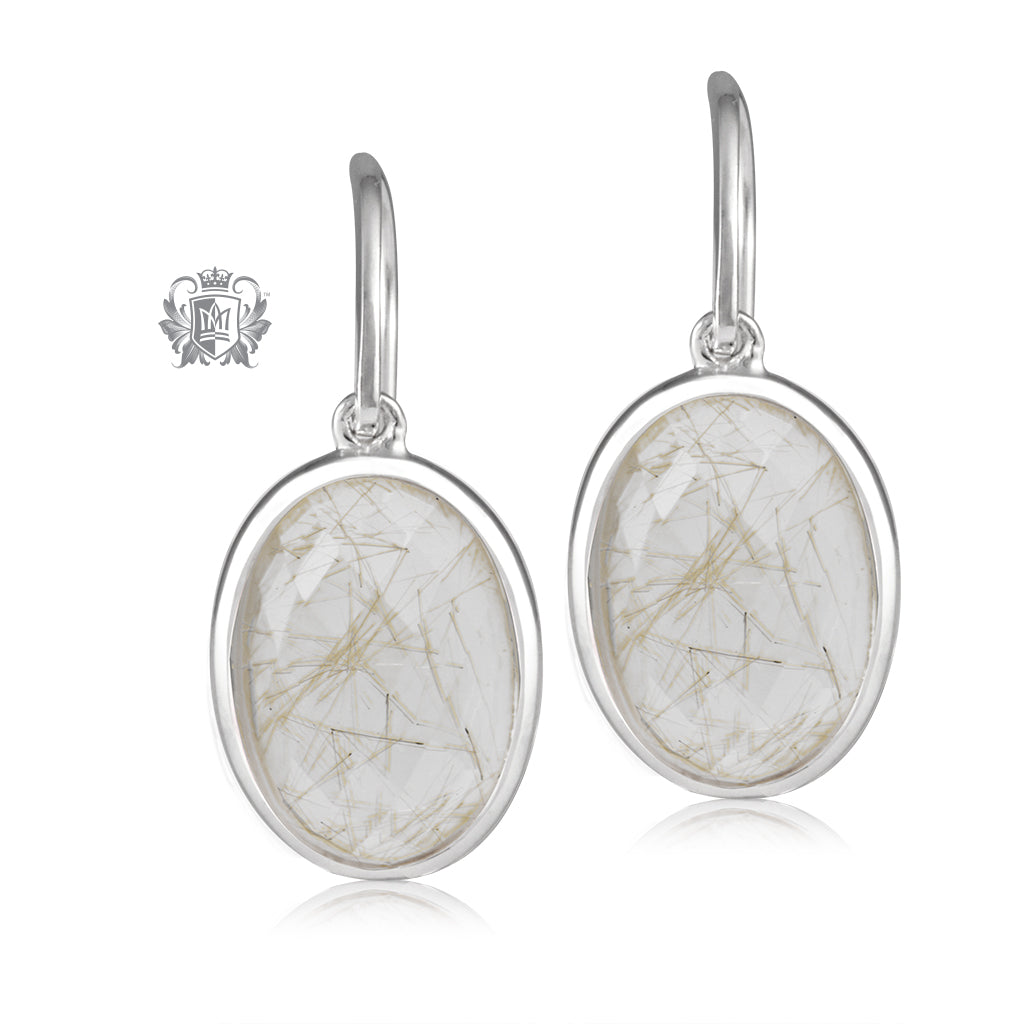 Signature Oval Rutilated Quartz Hanger Earrings