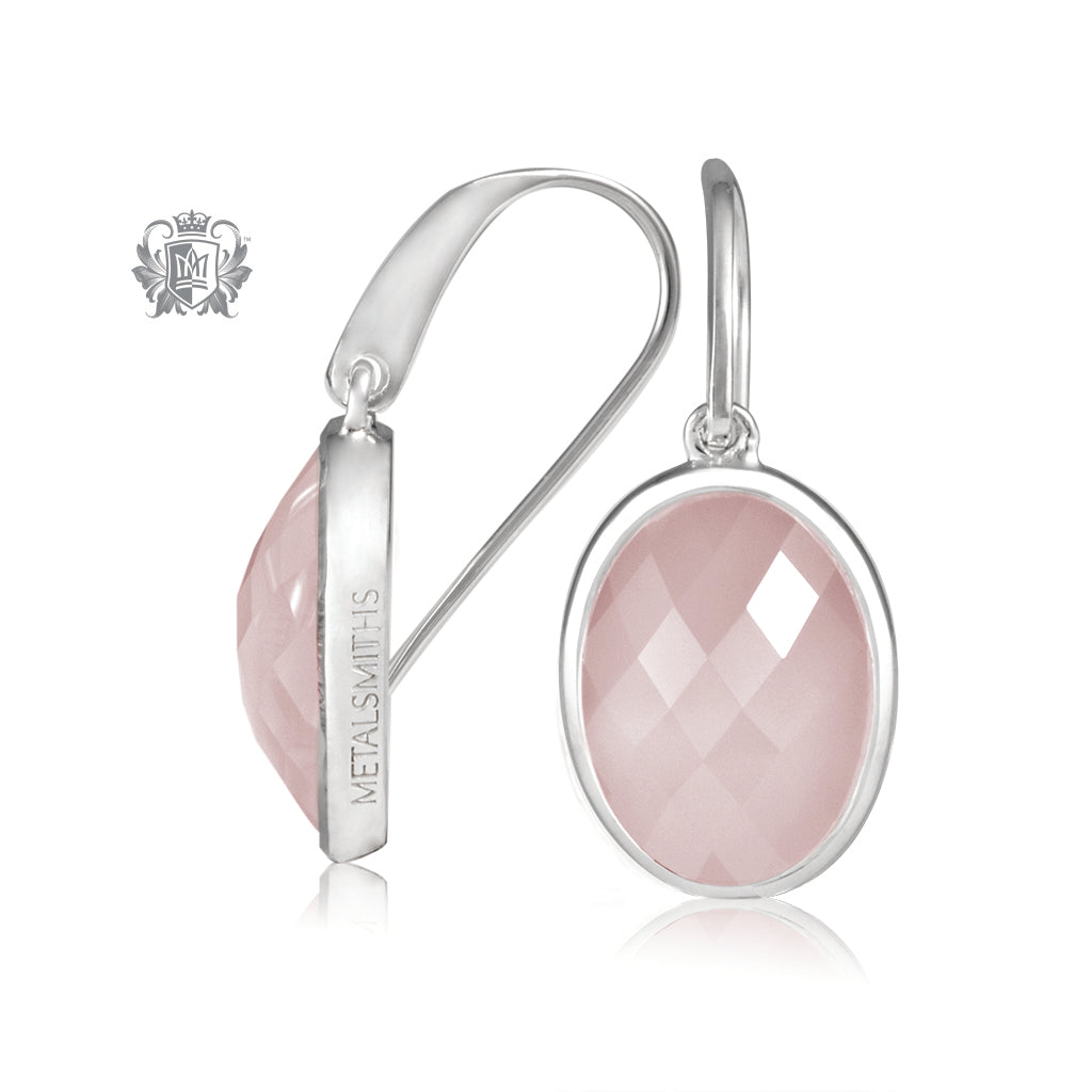 Signature Oval Rose Quartz Hanger Earrings