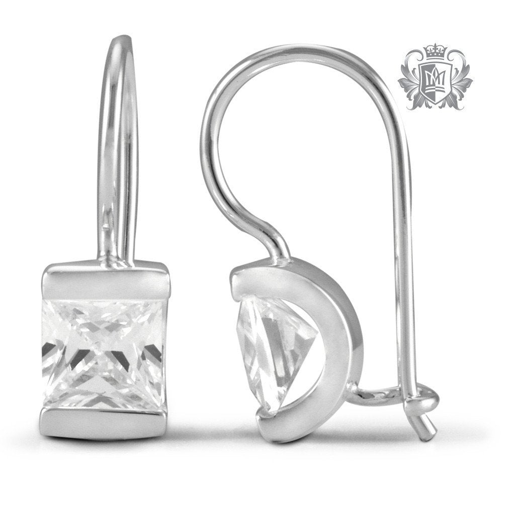 Cubic Channel Set Hanger Earrings Sterling Silver