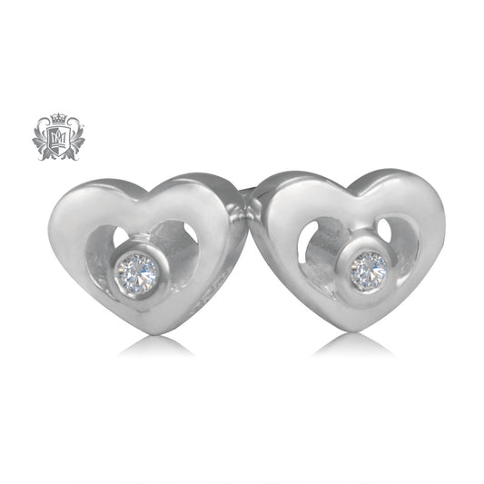 Cutout Heart Bezel Set Diamond Studs