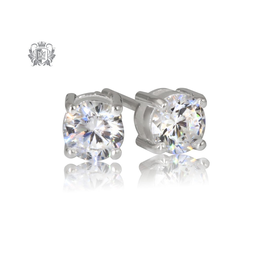 Prong Set Cubic Studs - Medium, Sterling Silver