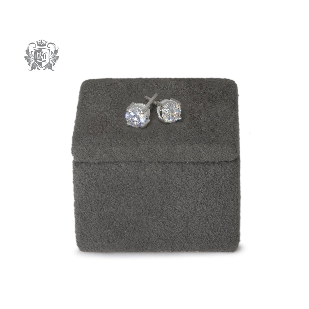 Prong Set Cubic Studs - Medium, Sterling Silver