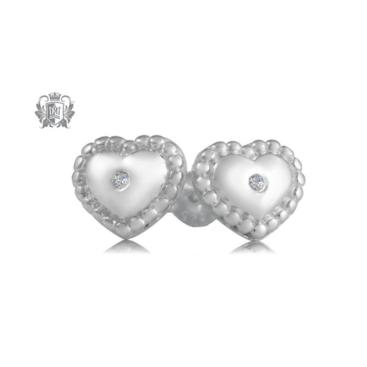 Heart Bezel Set Diamond Studs