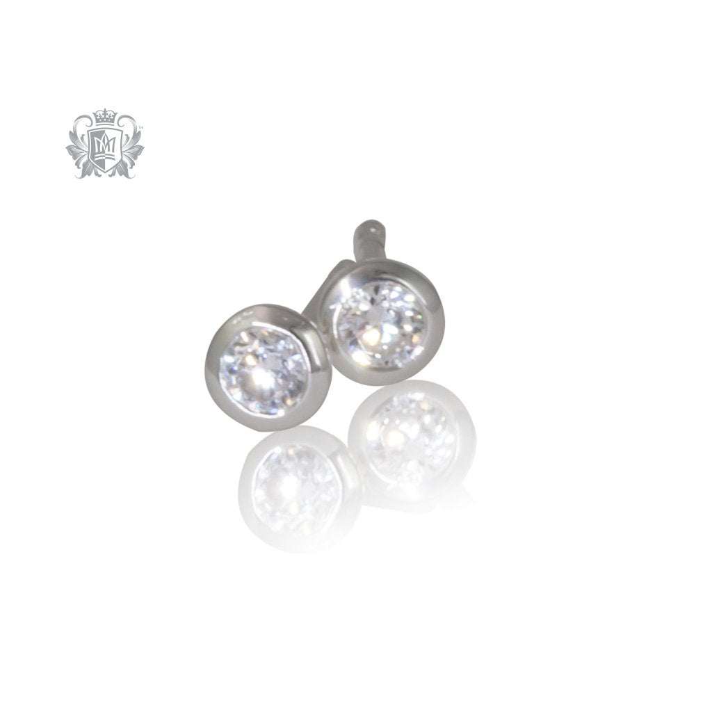 Small Cubic Bezel Studs Sterling Silver