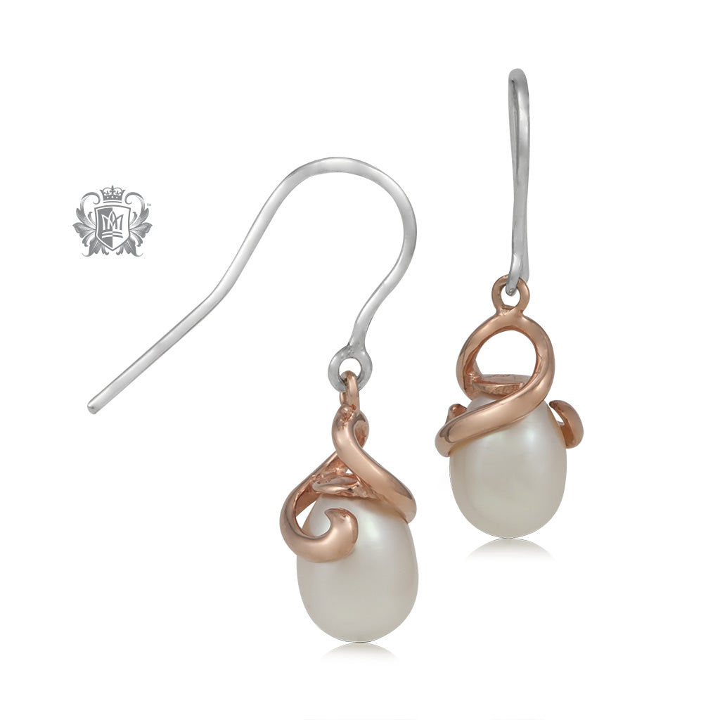 Rose Gold Dipped Entwined Pearl Earrings