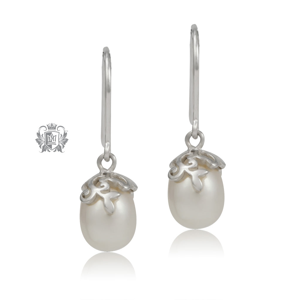 Curlicue Bloom Pearl Earrings