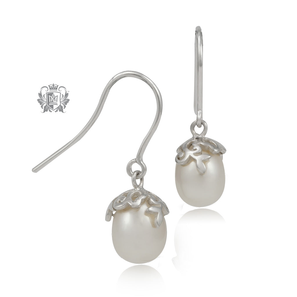 Curlicue Bloom Pearl Earrings