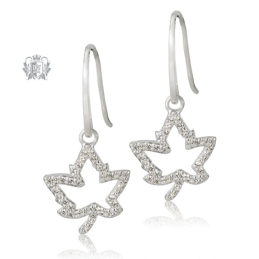 Metalsmiths Sterling Silver Sparkling Maple Leaf Earrings - front