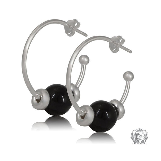 Metalsmiths Sterling Silver Black Onyx Hoop Earrings